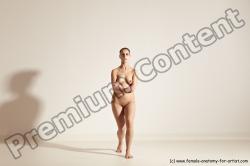 Nude Woman White Slim long brown Dancing Dynamic poses Pinup